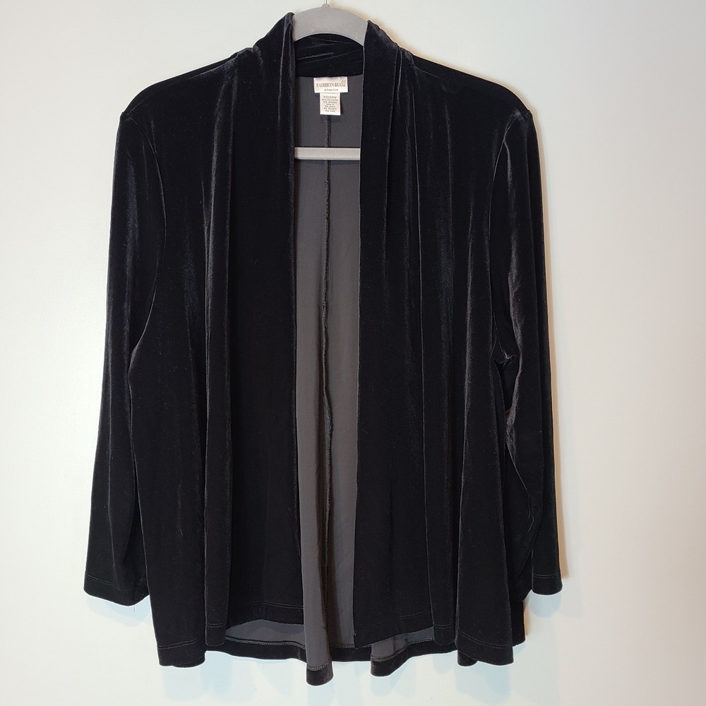Vintage Fashion Bug Sweater Women Sz 22/24 Black Velvet Cardigan Top Whimsi